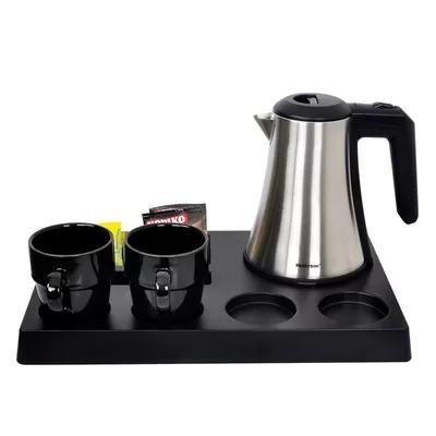 0.8L Stainless Steel Electric Kettle with Coffee Wooden Tray 