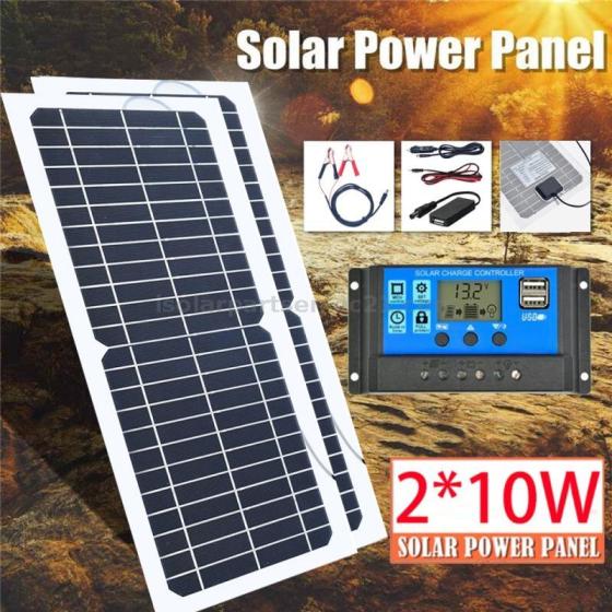 18V 2x10w Solar Panel Battery Charge with Dual USB Solar Controller(Option) for Home/Outdoor