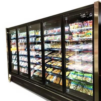5 Door Upright Glass Door Cooler Merchandiser Self Contained for Meat Produce Dairy Vegetable Fruits
