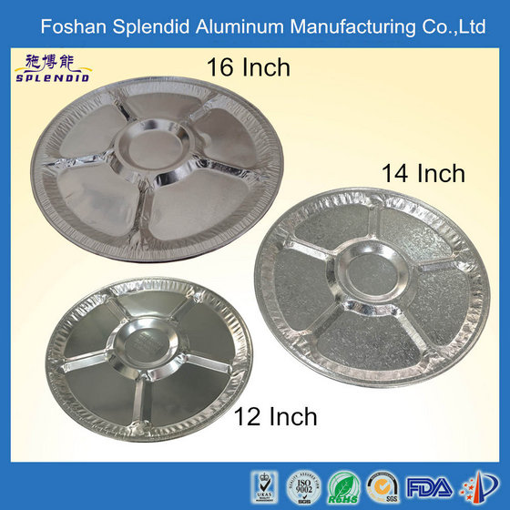 Disposable Catering Embossed Serving Dish Aluminum Foil Lazy Susan–Rotating foil platter for events