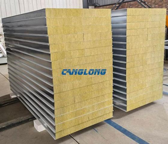 Fire Resistance Insulation Isolation Rock Wool Color Steel Sandwich Panel