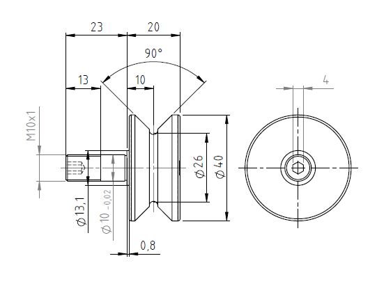 HPV26 V-grooved Concentric Stud – Precision Mounting Studs Supplier