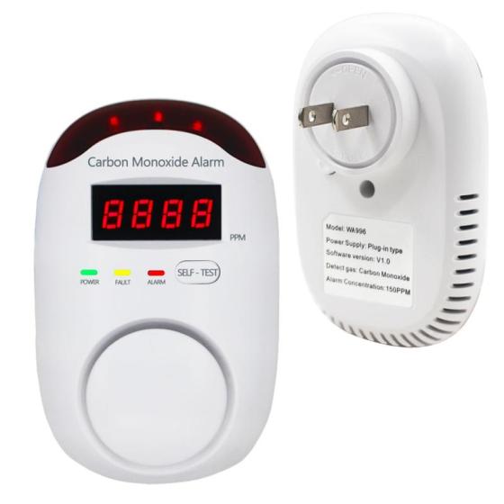 Plug-in Type Carbon Monoxide Alarm LED Digital Display Voice Alert for Household CO Detector Monitor