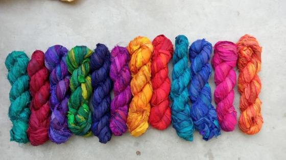 Recycled Sari Silk Ribbon Yarn