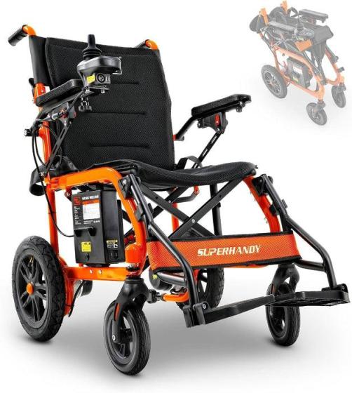 SuperHandy Foldable Aluminum Electric Wheelchair - 250W Brush