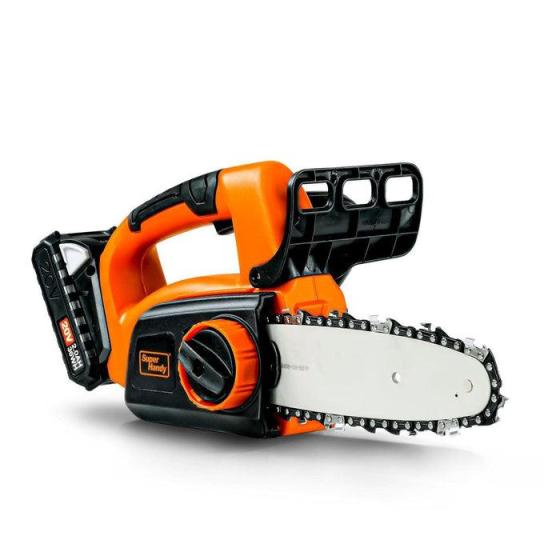 SuperHandy Mini Electric Chainsaw - 8＂ Bar 20V 2Ah Li-Ion Cordless Battery System (Orange)