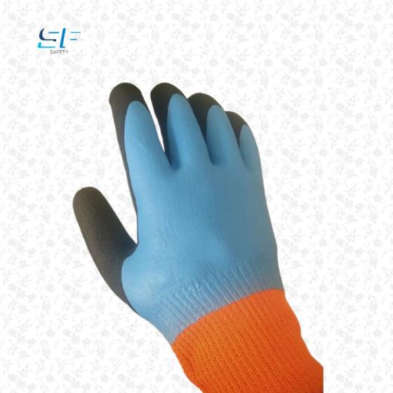 Warm Terry Fleece Lined Double Latex Winter Waterproof Work Gloves Waterproof Gloves