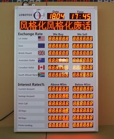 Zambia Project of LED Exchange Rate Display Board