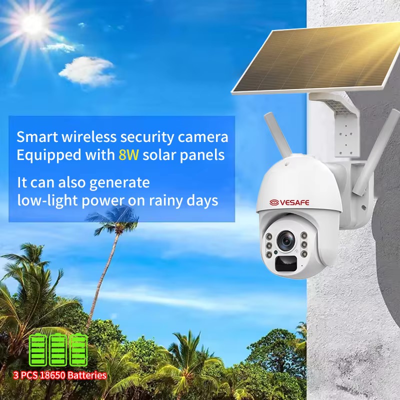 Solar Outdoor CCTV Dome PTZ Camera app Monitor Security System